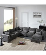 118&#39;&#39; Chenille Modular Sectional Sofa w/ Storage Ottoman U-Shape - €1.172,12 EUR
