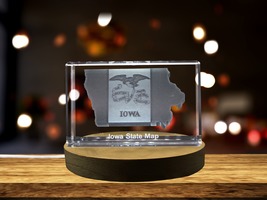 LED Base included | Iowa 3D Engraved Crystal 3D Engraved Crystal Keepsake/Decor - £31.31 GBP+