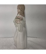 Nadal Porcelain Girl With Pink Flowers Figurine Handcrafted in Spain Tal... - $44.54
