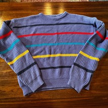 Vintage Wrangler Sweater Boys sz XL 18 Blue Stripes Made in Guam USA - £13.74 GBP