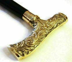 Antique Solid Brass Derby Design Handle Walking Stick Gift - $33.16