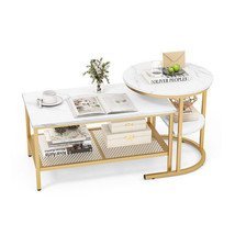 Set of 2 Nesting Coffee Table with Extra Storage Shelf for Living Room-G... - $2,886.63 MXN