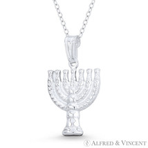 Menorah Menora Jewish Judaica Hannukah Charm Hollow .925 Sterling Silver Pendant - £15.02 GBP+