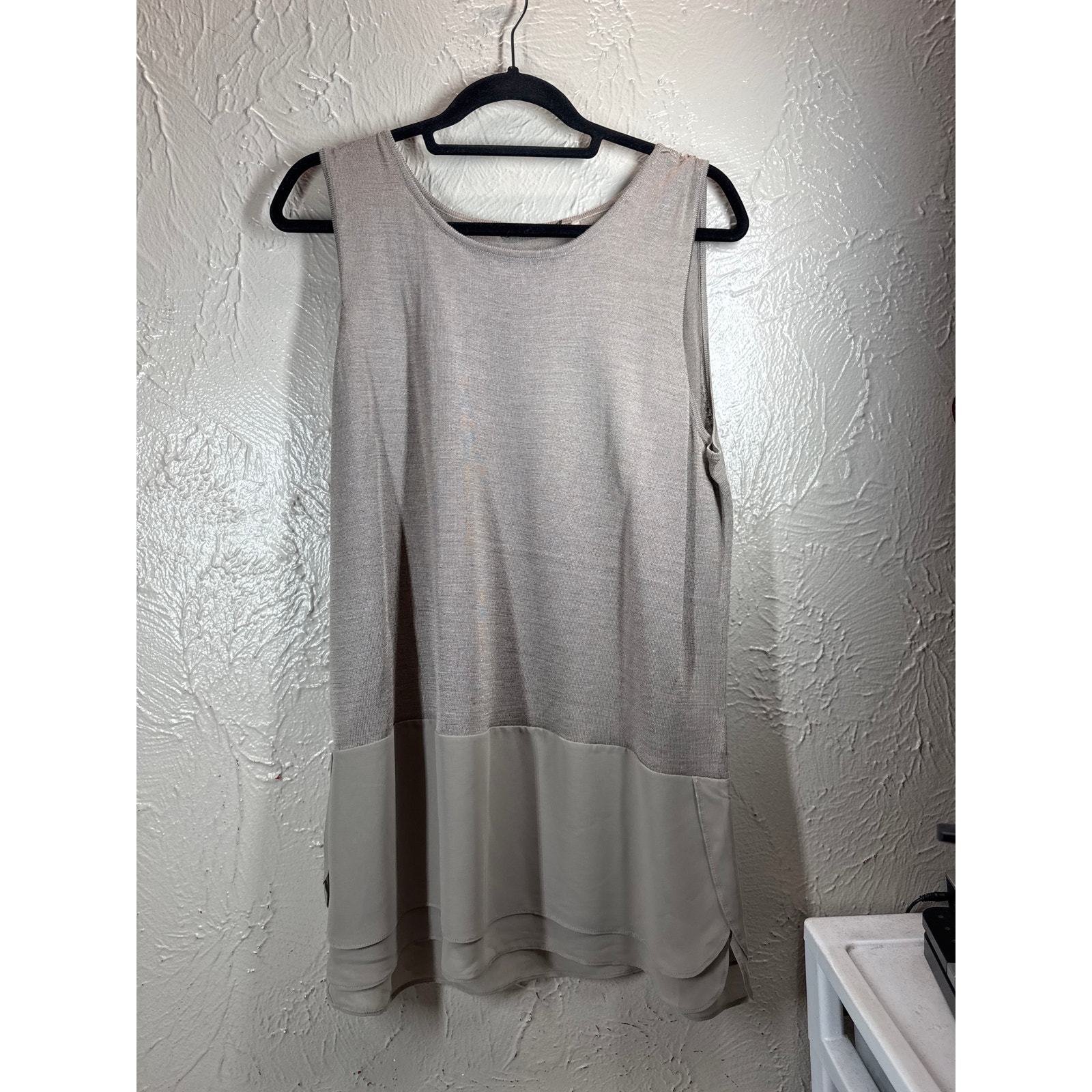 Nic + Zoe Long Silk Blend Cardigan & Tank Two-Piece Set Tan Womens Size XL Item image 2