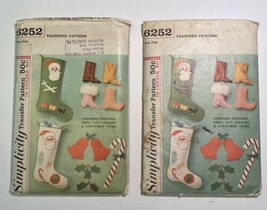 2 Simplicity 6252 Christmas Stocking Gift Holder Trims Vtg 1965 Transfer... - $16.65