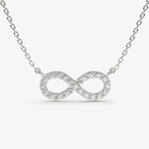 0.25CT Infinity Symbol Micro Moissanite Dainty Necklace White Gold Plated Silver - £73.36 GBP