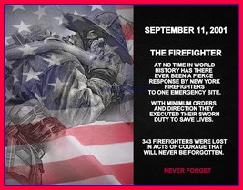 September 11, 2001 911 Tribute Memorial Never Forget The Firefigter Photo Usa - £4.46 GBP+