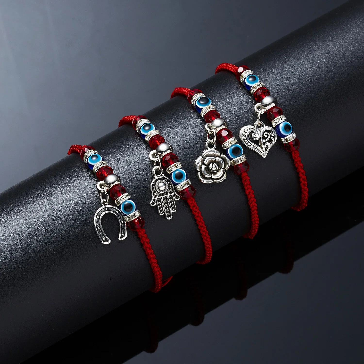 Sporting Lucky Eye Blue Evil Eye Charms Bracelet Red String Thread Rope Couple F - £23.90 GBP