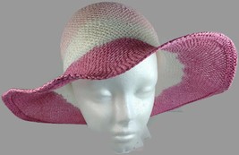 Womens Italian Floppy Hat Pink and White One Size 100% Paper AQUA $58 - NWT - £7.07 GBP