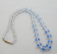 Art Deco Czech Blue Faceted Glass Bead Necklace 18.25&quot; Rondel - $29.99
