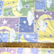 Vtg Cotton Light Pastel Clouds Moon Stars Baby Quilt Backing Fabric 49&quot; x 2 yds - £12.66 GBP