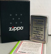 Zippo Serenity Prayer Satin Chrome Lighter 24355 - Manufactured 2009 - $19.75