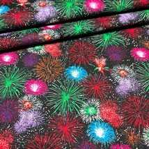 4th of July Colorful Fireworks Fabric by Joann 100% Cotton 69&quot; Long x 45” Wide - £13.69 GBP
