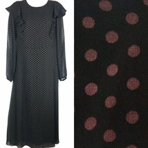 Maxi Dress Women&#39;s Small Black Purple Polka Dot Flutter Sleeve Modest Easter - £12.43 GBP