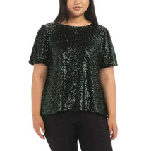 Hilary Radley Womens Short Sleeve Sequin Top - £19.65 GBP