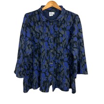 Parsley &amp; Sage Cardigan Jacket Womens 2X Blue Black Gray Abstract Button... - $34.98