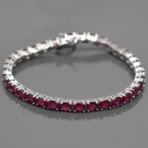 Natural Ruby Tennis Bracelet, Oval Shape Gemstone Vintage Jewelry Gift For Woman - £126.37 GBP