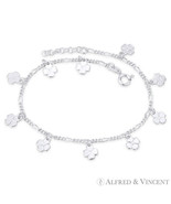4-Leaf Clover Irish Charm 2mm Figaro Italy Chain Anklet in .925 Sterling... - $1,130.71 MXN