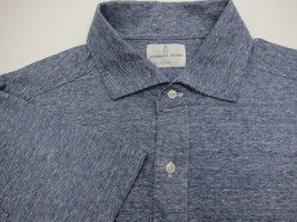 GORGEOUS $238 Emanuel Berg Blue Slim Fit Cotton &amp; Linen Polo Shirt 42 L ... - £57.54 GBP