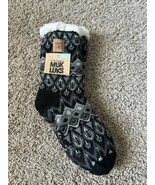 MUK LUKS Womens Cabin Slipper Style Cozy Warm Black Charcoal Socks S/M 5-7 - $232.09 MXN