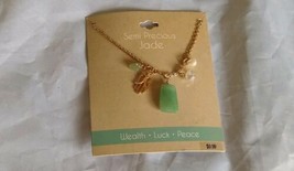 Semi Precious Jade Green Gold Tones Multi Necklace Lobster Claw Closure - £6.36 GBP