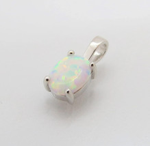 Natural 925 Sterling Silver Oval White Opal Charm Pendant Woman Opal Pendant - £113.99 GBP