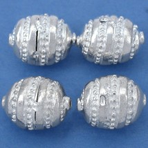 Bali Oval Barrel Silver Plated Beads 11.5mm 18 Grams 4Pcs Approx. - £5.54 GBP