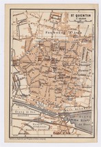 1905 Antique City Map Of SAINT-QUENTIN / Aisne / Picardy / France - £15.50 GBP