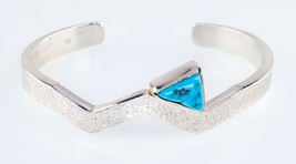 D.J. Navajo Triangle Turquoise Sterling Silver Cuff Bracelet Gorgeous! - £227.59 GBP