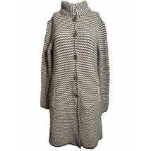 Cocogio Sweater Womens Large Wool Blend Long Cardigan Coat Grey Italy - $28.91