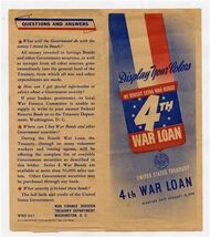 United States Treasury 4th War Loan Brochure January 1944 - $15.84