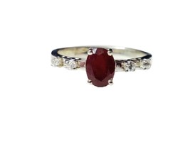 Sterling Silver Ruby Engagement Ring 5x7 mm Oval 1 Ct Ruby Anniversary Ring - £34.56 GBP