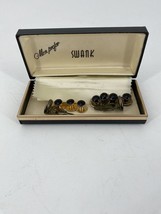 Vintage SWANK Tuxedo Studs x 7 Cuff Links x 2 Original Box - $28.01