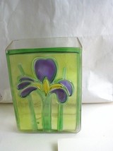 Vintage 1985 Romanian Made FTD Rectangular Iris Vase 5&quot; X 7&quot; - $8.49