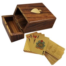 Golden Playing Cards for Adults with Handmade Wooden Box (Single Box) - £19.77 GBP