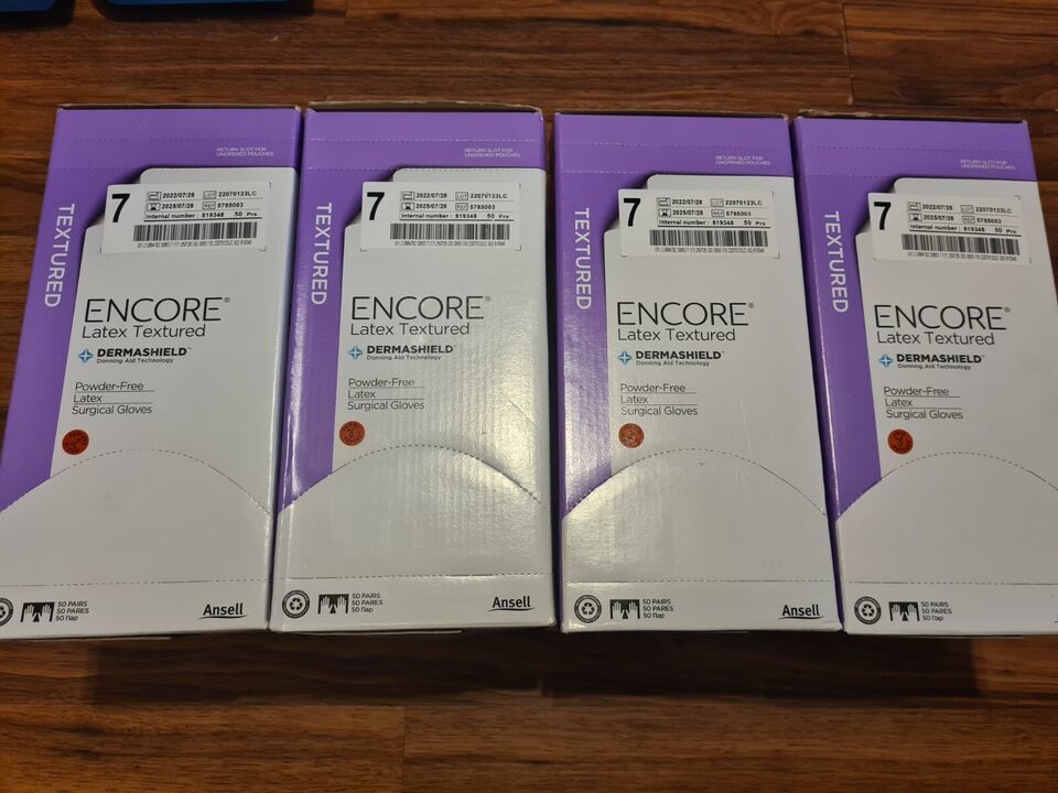 200-Pairs Encore Latex Textured DermaShield Powder Free Latex Surgical G... - $122.49