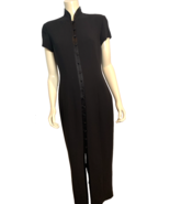Jones New York Dress Black High Neck Button Front Lined Long Dress Size 8 - $1,374.46 MXN