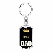 Cat Keyring Gift Raas Cat Dad King Swivel Keychain Stainless Steel Or 18k Gold - £36.35 GBP