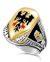 Germanic Eagle Shield sterling silver  ring - $89.00