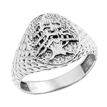 925 Sterling Silver Textured Band Lebanese Cedar Tree Men&#39;s Ring All /Any Size - £61.95 GBP
