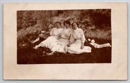 RPPC Edwardian Ladies Picnic On Blanket Shoes Off c1908 Real Photo Postcard G37 - $14.95