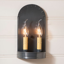 Double Candle Colonial Arch Sconce  ~ Handcrafted in Country Tin Handmade in USA - £53.80 GBP