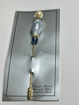 Vintage New Old Stock 4.5&quot; gold tone genuine Italian Murano art glass stick pin - £7.86 GBP