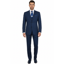 Mens Renoir 3 Piece Vested Suit Glenn Plaid Notch Lapel Business 278-2 Navy Blue image 6