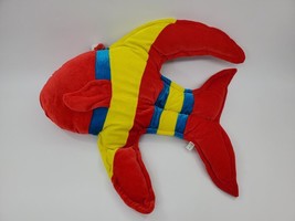 Six Flags Large Fish Red Yellow Blue 21&quot;  Plush Soft Stuffed Animal Toy ... - £11.77 GBP