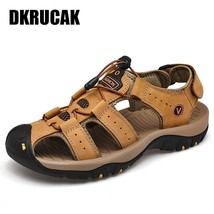 New Men Sandals Leather Casual Shoes Summer Fashion Men Hiking Sport Sandals Out - £46.68 GBP