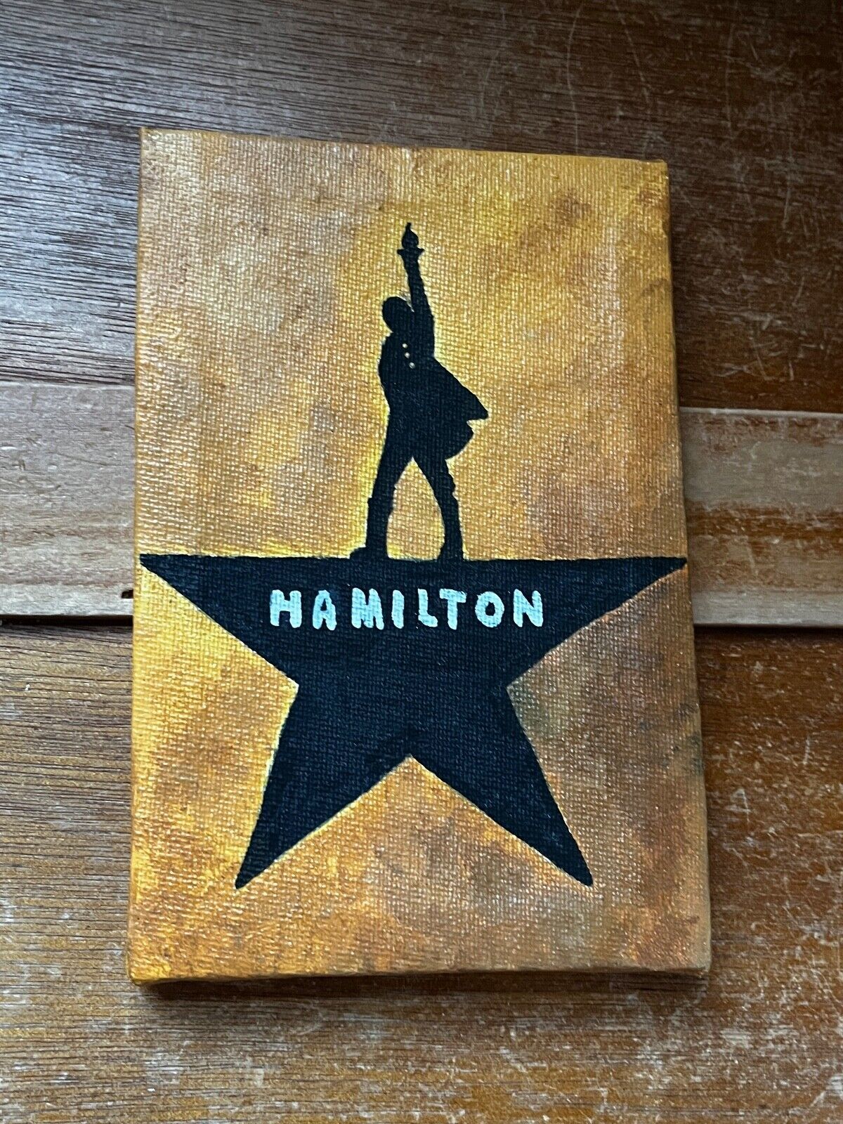 Primary image for Small Yellow & Black Oil Painted HAMILTON the Musical Poster Reproduction Painte