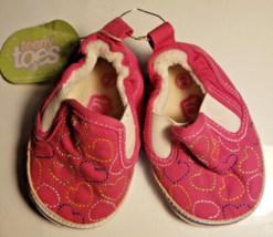 Teeny Toes Infant Baby Shoes Slip On - Pink Hearts - Size 2 - £8.83 GBP