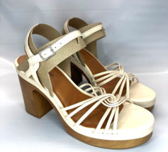 Lucky Brand Ismene Vanilla 4&quot; Block High Heels Ankle Strap Shoes Women S... - £21.79 GBP