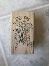 FRESH FLOWERS DAISIES BOUQUET RIBBON SKETCH RUBBER STAMP STAMPABILITIES ... - $12.91